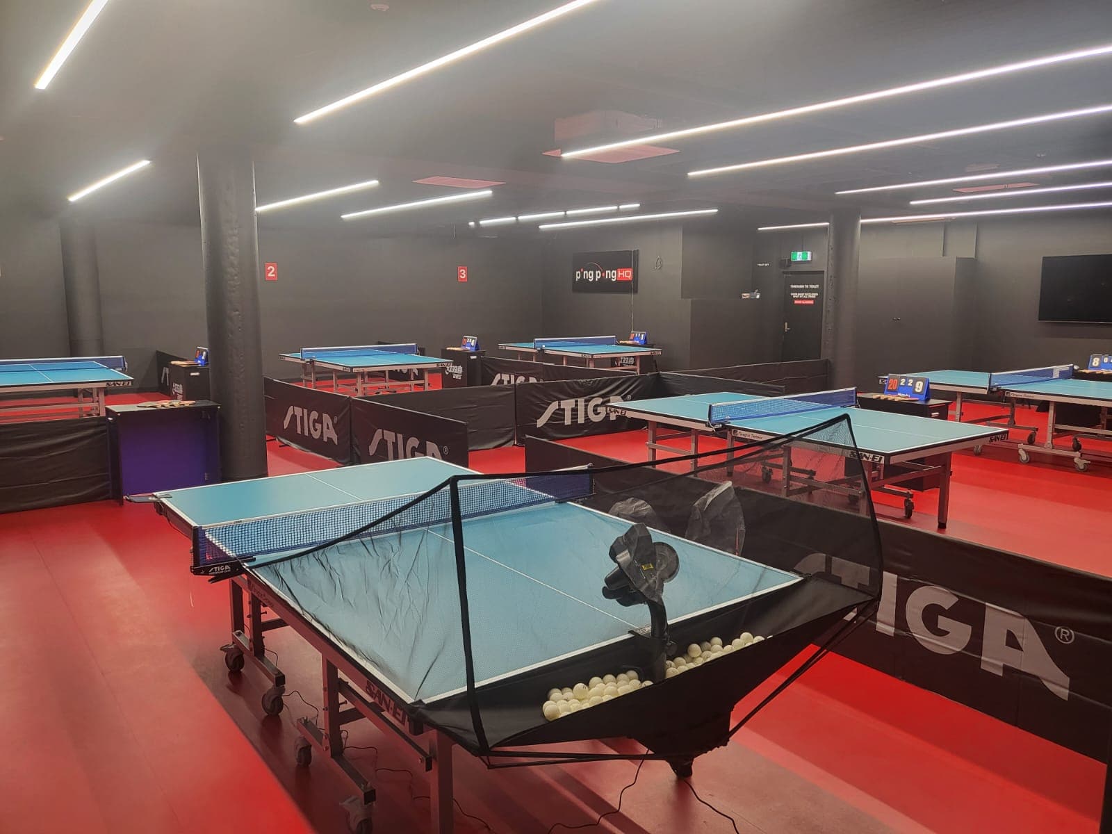 Table tennis robot set up on a table